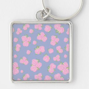 Romantic Antique Rose Design Keychain