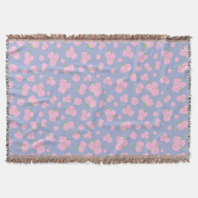 Romantic Antique Rose Design Throw Blanket (Front)