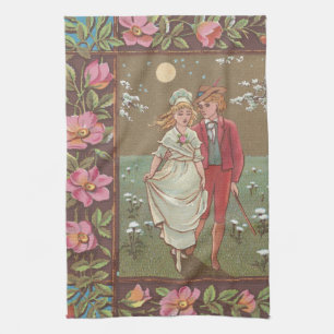 Romantic Antique Saint Valentine's Day Card, 1876 Kitchen Towel