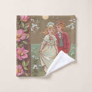 Romantic Antique Saint Valentine's Day Card, 1876 Wash Cloth