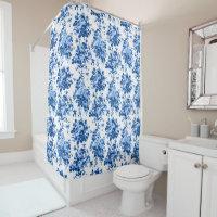 Romantic Antique Vintage Roses-Blue on White