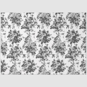 Romantic Antique Vintage Roses-Grey on White Tissue Paper