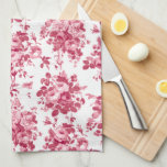 Romantic Antique Vintage Roses-Pink on White Kitchen Towel<br><div class="desc">Elegant seamless antique vintage monochrome pink roses on white background.</div>