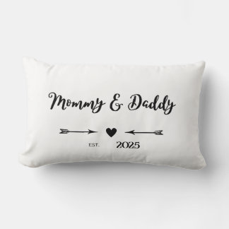 Romantic Arrow & Heart New Parent Keepsake Lumbar Pillow