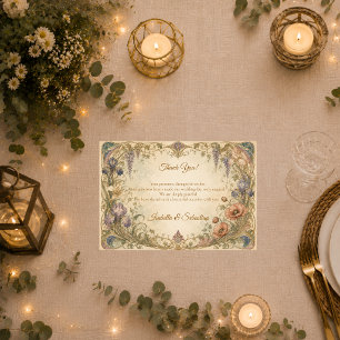 Romantic Art Nouveau Botanical Elegance Wedding Thank You Card