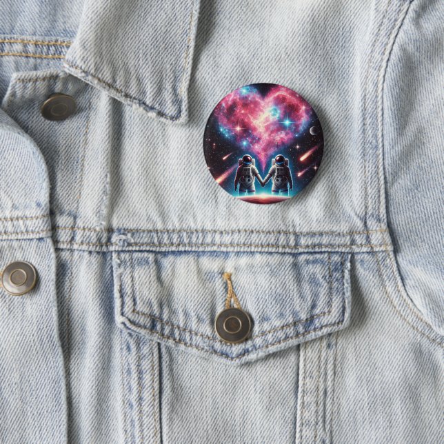 Romantic Astronaut Pin Button (In Situ)