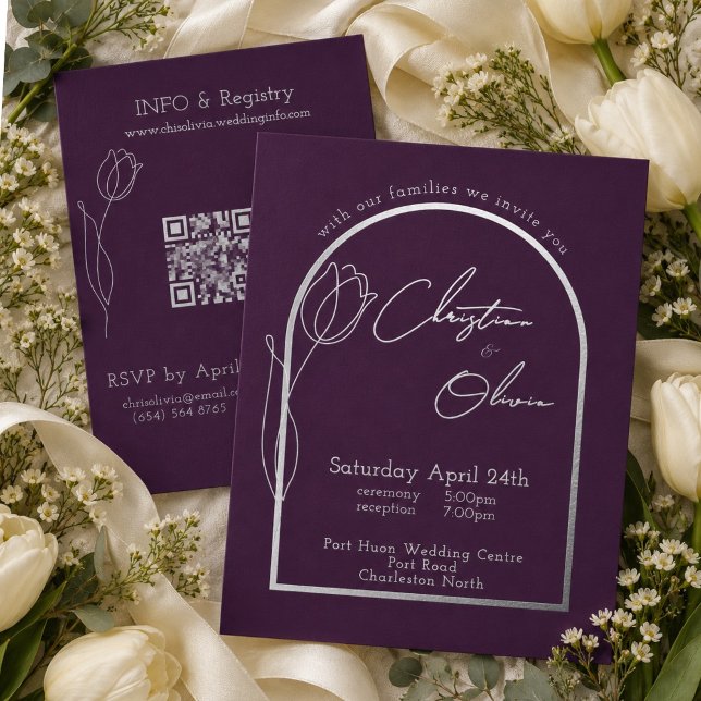 Romantic Aubergine Tulip Wedding Silver  (Creator Uploaded)