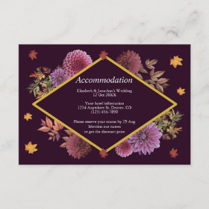 Romantic Autumn Dahlia Wedding Accommodation Enclosure Card