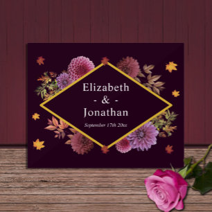 Romantic Autumn Dahlia Wedding Acrylic Sign
