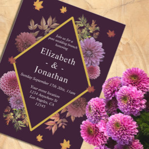 Romantic Autumn Dahlia Wedding Brunch Invitation
