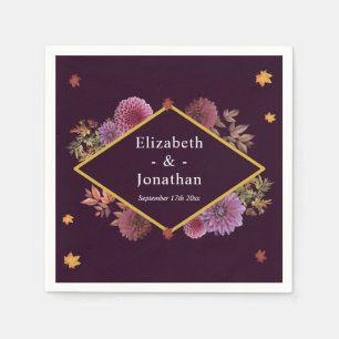 Romantic Autumn Dahlia Wedding Napkin