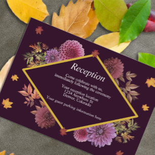 Romantic Autumn Dahlia Wedding Reception Enclosure Card
