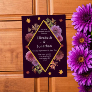 Romantic Autumn Dahlia Wedding Reception Invitation