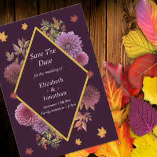 Romantic Autumn Dahlia Wedding Save The Date