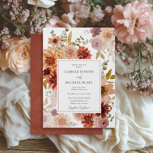 Romantic Autumn Floral Wedding Invitation