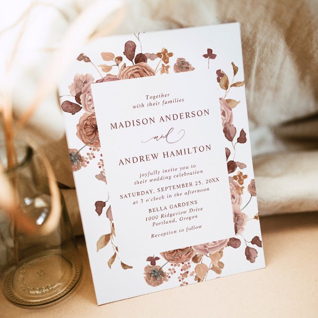 Romantic Autumn Floral Wedding Invitation (Creator Uploaded)