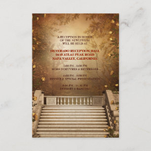 Romantic Autumn Leaves and Columns Reception Card