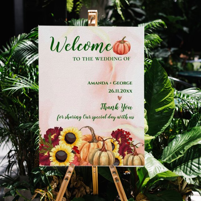 Romantic Autumn Pumpkin welcome To Our Wedding Poster (Creator Uploaded)