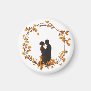 Romantic Autumn Wedding Magnet – Rustic Fall Leave