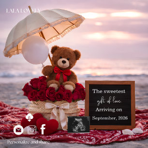 Romantic Baby Reveal Pregnancy announcement card 