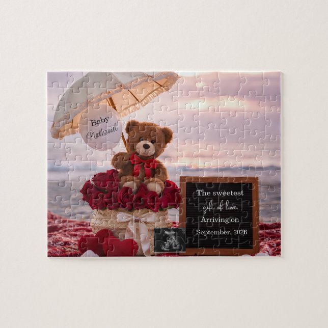 Romantic Baby Reveal Pregnancy announcement gift  Jigsaw Puzzle (Horizontal)