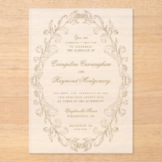 Romantic Baroque Ornate Frame Wedding Acrylic Invitations