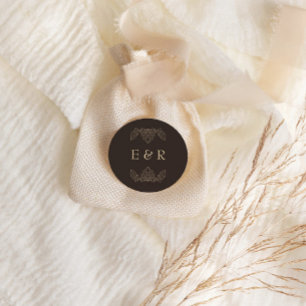 Romantic Baroque Ornate Frame Wedding Classic Round Sticker