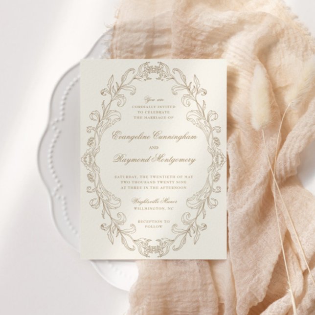 Romantic Baroque Ornate Frame Wedding Invitation (Creator Uploaded)