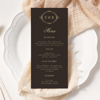 Romantic Baroque Ornate Frame Wedding Menu Card