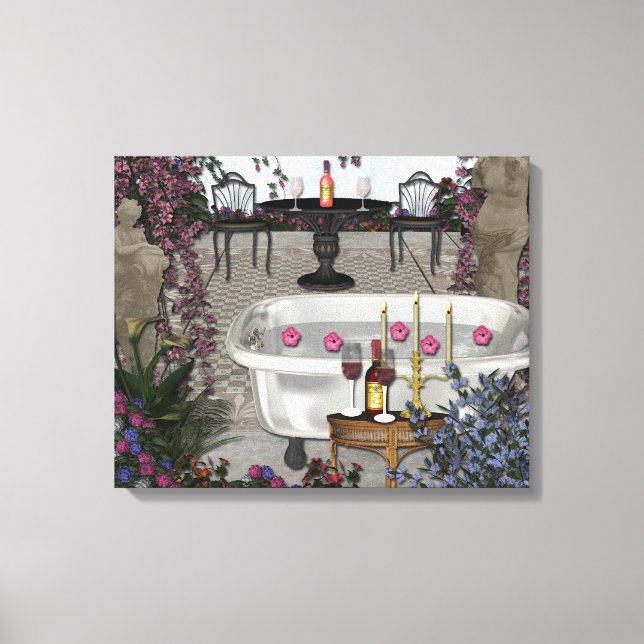 Romantic Bathroom Wall Wrapped Canvas (Front)