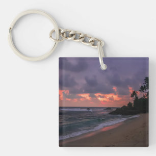 Romantic Beach at Dusk Keychain