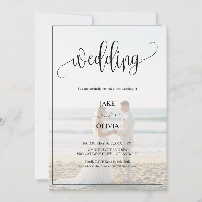Romantic Beach On The Beach 2 Photo Wedding  Invitation (Front)