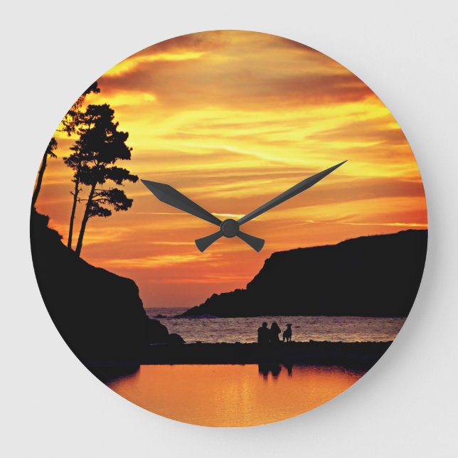 Romantic Beach Sunset Large Clock (Front)