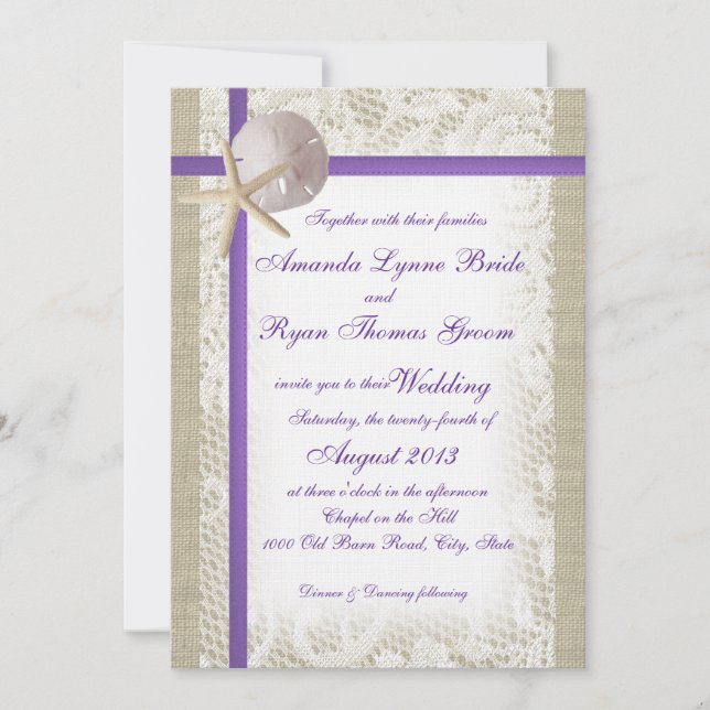 Romantic Beach Wedding Invitation (Front)