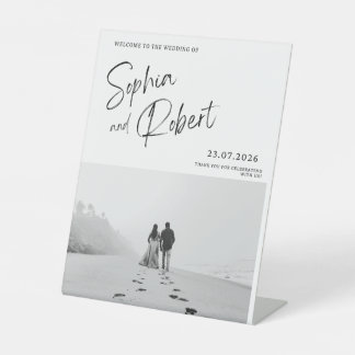 Romantic Beach Wedding Invitation – Black & White Pedestal Sign