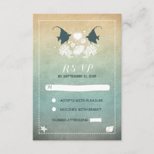romantic beach wedding RSVP cards
