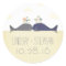 Romantic beach wedding stickers with whale couple