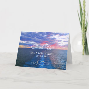 Romantic Beach Wedding Thank You Ocean Sunset Card