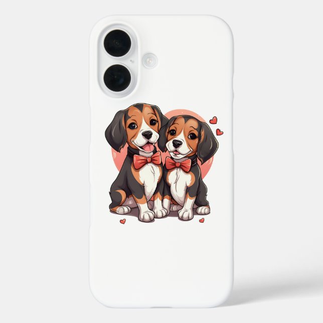 Romantic Beagle Puppy Love Illustration Case-Mate iPhone Case (Back)