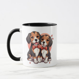Romantic Beagle Puppy Love Illustration Mug