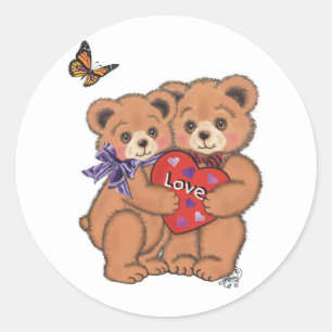 Romantic Bears Classic Round Sticker