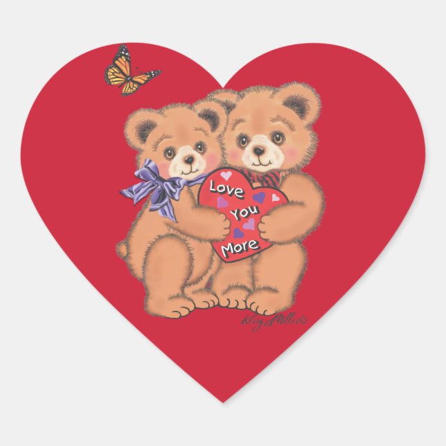 Romantic Bears  Heart Sticker (Front)
