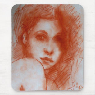 ROMANTIC BEAUTY / Woman Portrait in Sepia Brown Mouse Pad