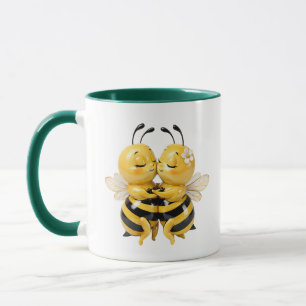 Romantic bee illustration closeness mug
