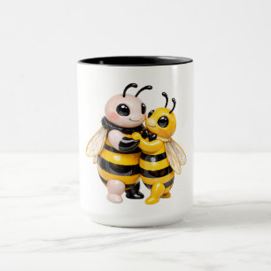 Romantic bee illustration closeness Mug
