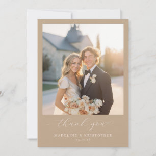 Romantic Beige Classic Photo Thank You Card