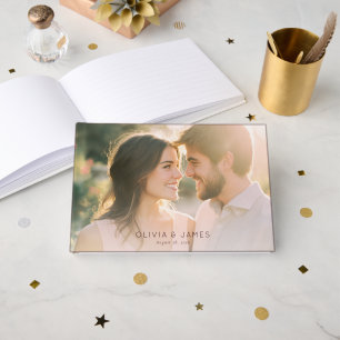 Romantic Beige Contemporary Photo Guest Book