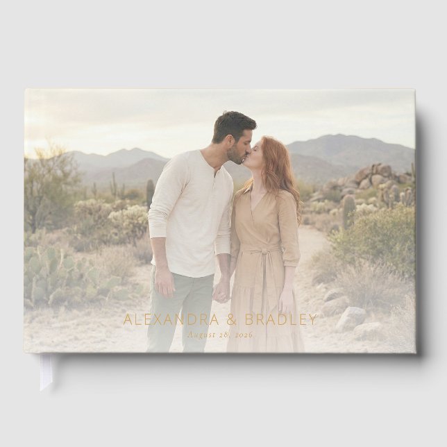 Romantic Beige Desert Photo Guest Book (Front)