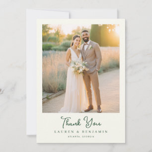 Romantic Beige Elegant Photo Thank You Card
