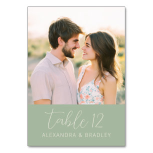 Romantic Beige Floral Photo Table Number